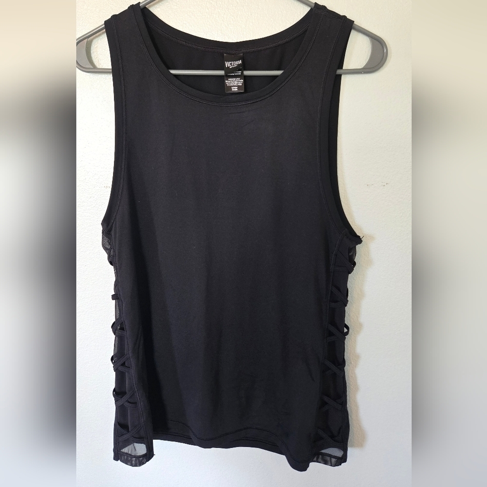 Victoria Sport | Black Lace Up Sides Tank Top Size Small